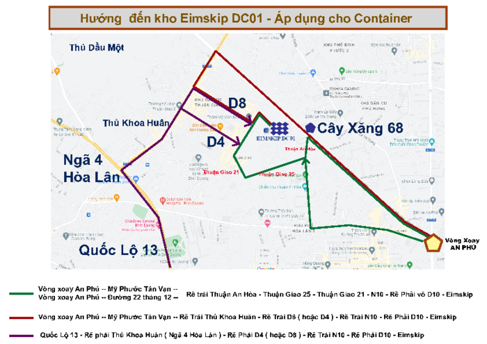 Bản đồ kho Bình Dương Eimskip